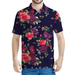 Red Violet Roses Floral Pattern Print Men's Polo Shirt