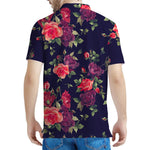 Red Violet Roses Floral Pattern Print Men's Polo Shirt