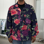 Red Violet Roses Floral Pattern Print Men's Shirt Jacket