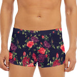 Red Violet Roses Floral Pattern Print Men's Short Boxer Briefs