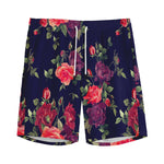 Red Violet Roses Floral Pattern Print Men's Sports Shorts