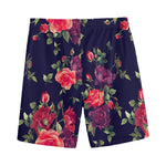 Red Violet Roses Floral Pattern Print Men's Sports Shorts