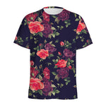 Red Violet Roses Floral Pattern Print Men's Sports T-Shirt