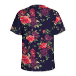 Red Violet Roses Floral Pattern Print Men's Sports T-Shirt