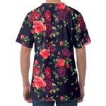 Red Violet Roses Floral Pattern Print Men's Velvet T-Shirt
