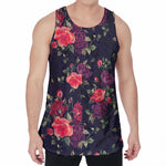 Red Violet Roses Floral Pattern Print Men's Velvet Tank Top