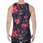Red Violet Roses Floral Pattern Print Men's Velvet Tank Top