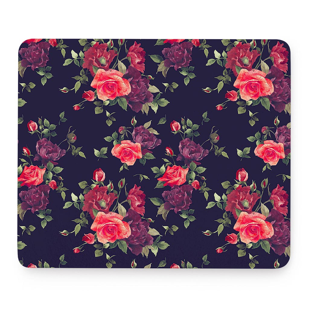 Red Violet Roses Floral Pattern Print Mouse Pad
