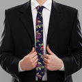 Red Violet Roses Floral Pattern Print Necktie