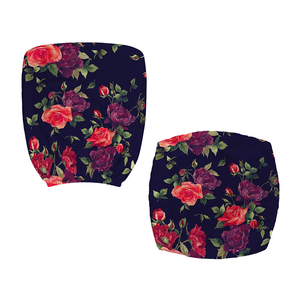 Red Violet Roses Floral Pattern Print Office Chair Cover