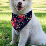 Red Violet Roses Floral Pattern Print Over The Collar Dog Bandana