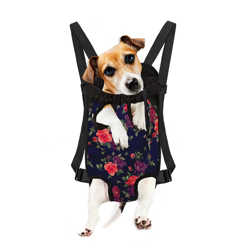 Red Violet Roses Floral Pattern Print Pet Carrier Backpack