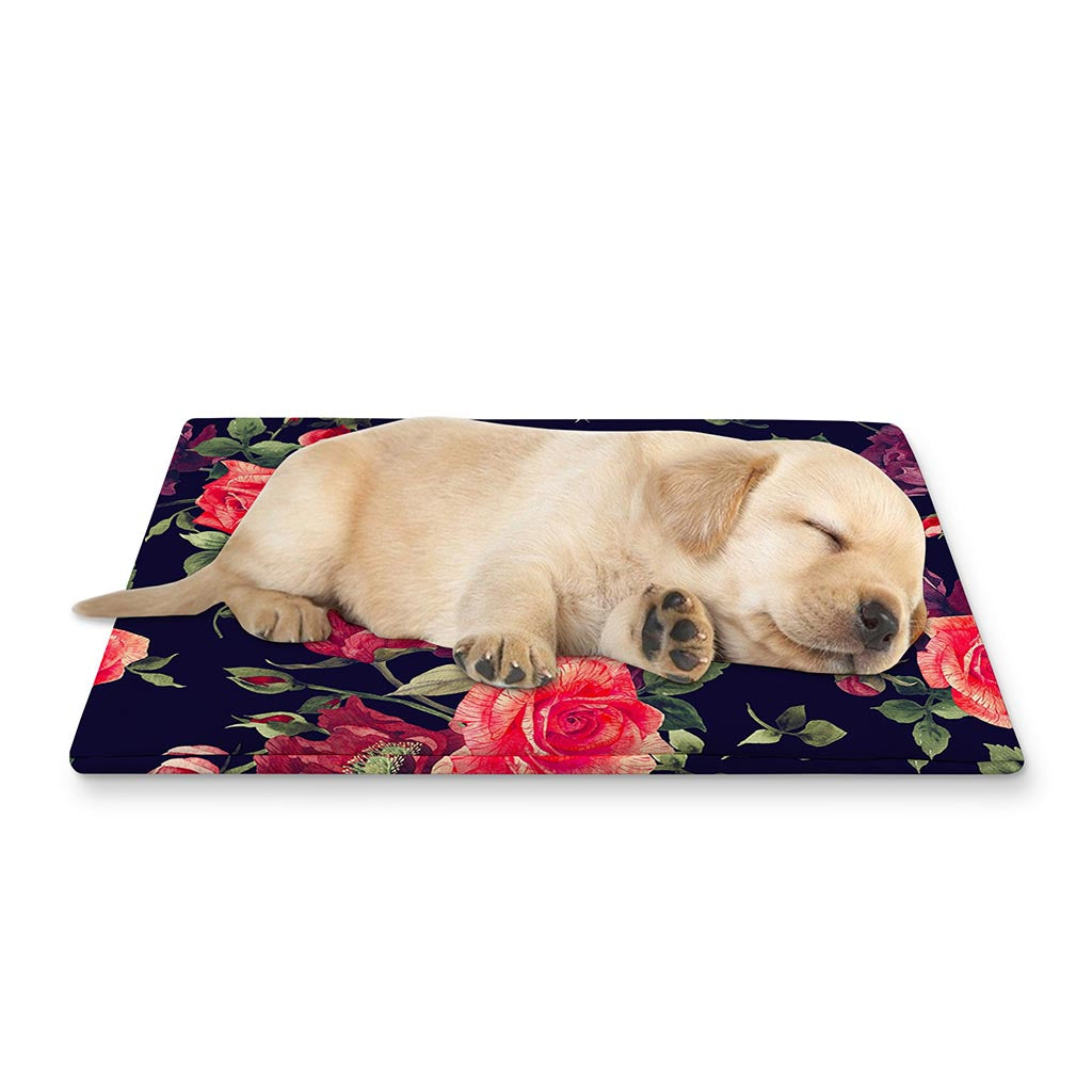 Red Violet Roses Floral Pattern Print Pet Cooling Mat Cover
