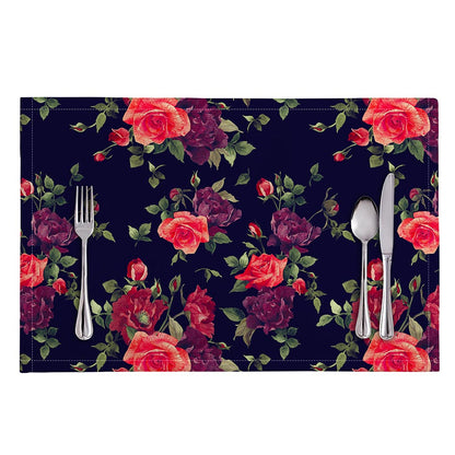 Red Violet Roses Floral Pattern Print Placemat