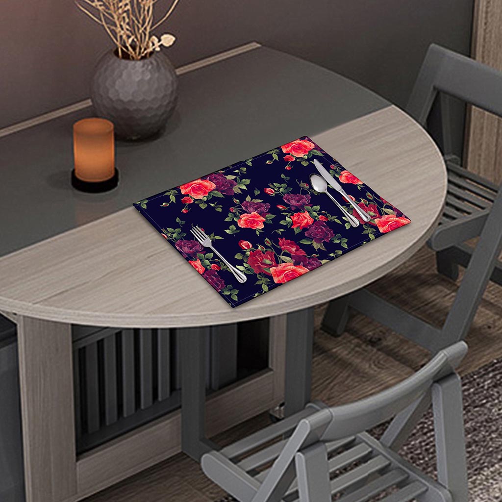 Red Violet Roses Floral Pattern Print Placemat