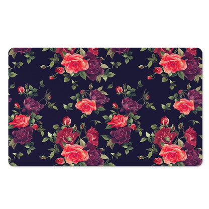 Red Violet Roses Floral Pattern Print Polyester Doormat