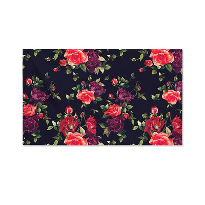 Red Violet Roses Floral Pattern Print Polyester Flag