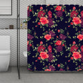 Red Violet Roses Floral Pattern Print Polyester Shower Curtain