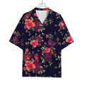 Red Violet Roses Floral Pattern Print Rayon Hawaiian Shirt