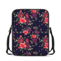 Red Violet Roses Floral Pattern Print Rectangular Crossbody Bag