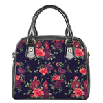 Red Violet Roses Floral Pattern Print Shoulder Handbag