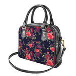 Red Violet Roses Floral Pattern Print Shoulder Handbag