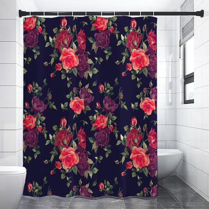 Red Violet Roses Floral Pattern Print Shower Curtain