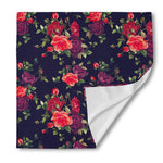 Red Violet Roses Floral Pattern Print Silk Bandana