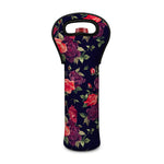 Red Violet Roses Floral Pattern Print Single Neoprene Wine Tote