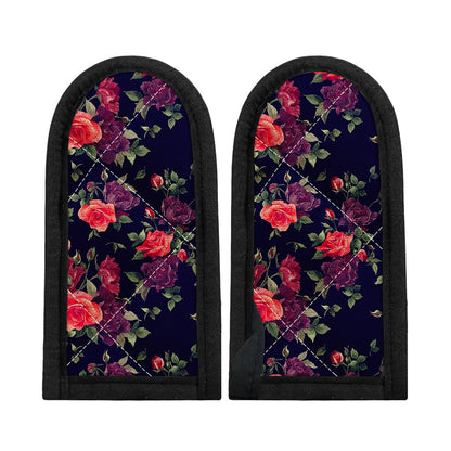 Red Violet Roses Floral Pattern Print Skillet Handle Cover