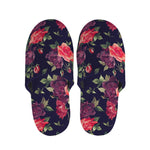 Red Violet Roses Floral Pattern Print Slippers