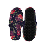 Red Violet Roses Floral Pattern Print Slippers