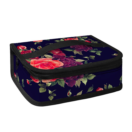 Red Violet Roses Floral Pattern Print Small Lunch Bag