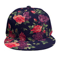 Red Violet Roses Floral Pattern Print Snapback Cap