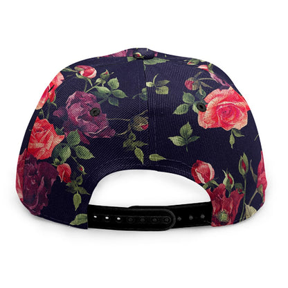 Red Violet Roses Floral Pattern Print Snapback Cap