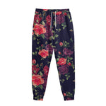 Red Violet Roses Floral Pattern Print Sweatpants