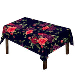 Red Violet Roses Floral Pattern Print Tablecloth