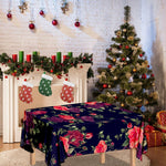 Red Violet Roses Floral Pattern Print Tablecloth