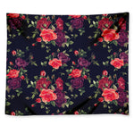 Red Violet Roses Floral Pattern Print Tapestry