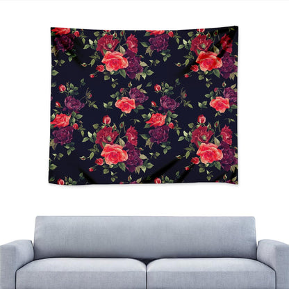 Red Violet Roses Floral Pattern Print Tapestry