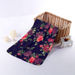 Red Violet Roses Floral Pattern Print Towel