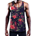 Red Violet Roses Floral Pattern Print Men's Workout Tank Top