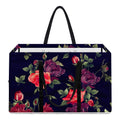 Red Violet Roses Floral Pattern Print Utility Tote Bag