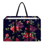 Red Violet Roses Floral Pattern Print Utility Tote Bag