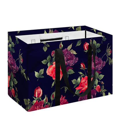 Red Violet Roses Floral Pattern Print Utility Tote Bag