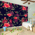 Red Violet Roses Floral Pattern Print Wall Sticker