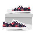 Red Violet Roses Floral Pattern Print White Low Top Sneakers