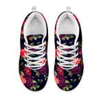 Red Violet Roses Floral Pattern Print White Running Shoes
