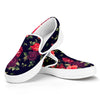 Red Violet Roses Floral Pattern Print White Slip On Sneakers