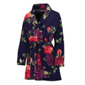 Red Violet Roses Floral Pattern Print Women's Bathrobe